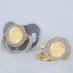 Imagem do Chupeta de luxo com nome e coroa + prendedor