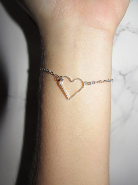 Pulseira Coração Vazado Folheado à Prata 925 - PP6685