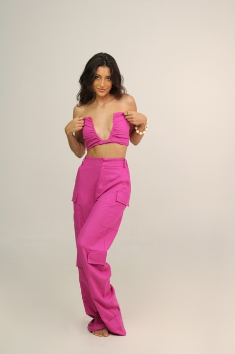 CALÇA CARGO LINHO PINK