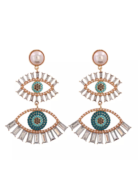 Brinco Olho Grego Strass Grecia