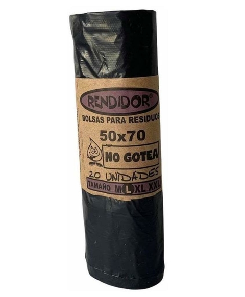 BOLSAS DE RESIDUOS EN ROLLO 50X70CM NEGRAS 20U C/U