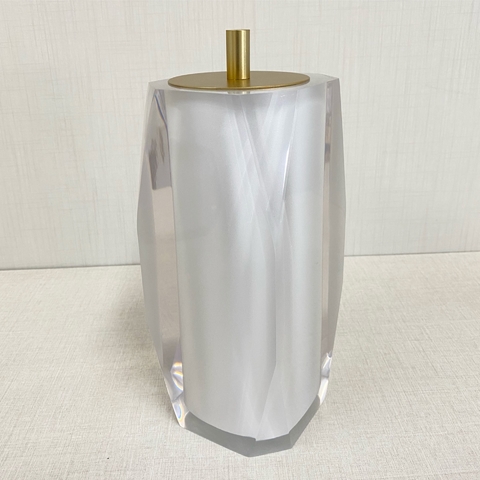 porta escova valência em resina cristal pérola com dourado fosco