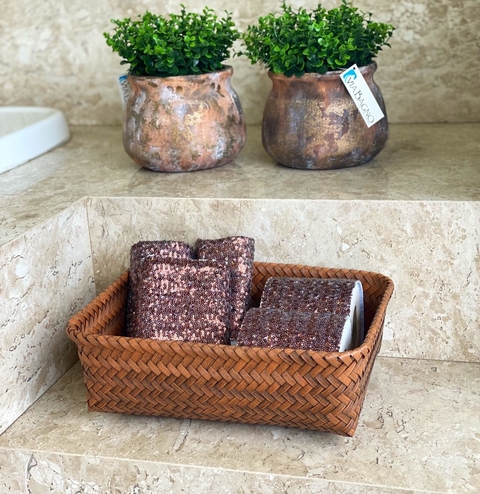 Cesto Organizador Fibra Sintética Marrom