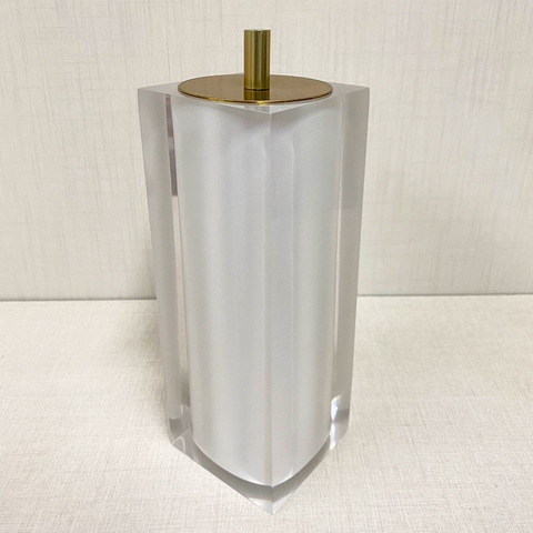 porta escova de dentes em resina cristal pérola com dourado