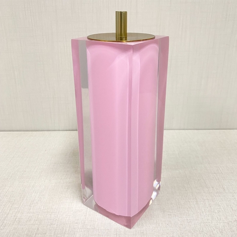 porta escova de dentes em resina cristal rosa chá com dourado