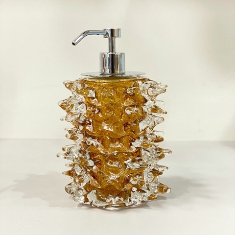 saboneteira murano ambar com pó de ouro 24k com cromado