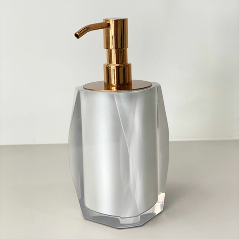 saboneteira valência em resina cristal pérola com red gold