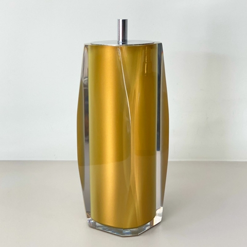 porta escova valência em resina cristal dourado com cromado