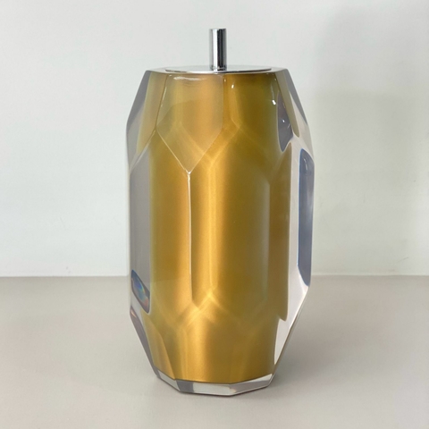 porta escova de dentes lapidado em resina cristal dourado com cromado