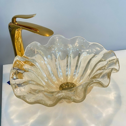 cuba de murano com pó de ouro 24k mage Cristal 43cmx38cm