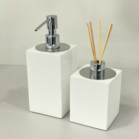 Kit lavabo 2 peças em resina branco com Cromado