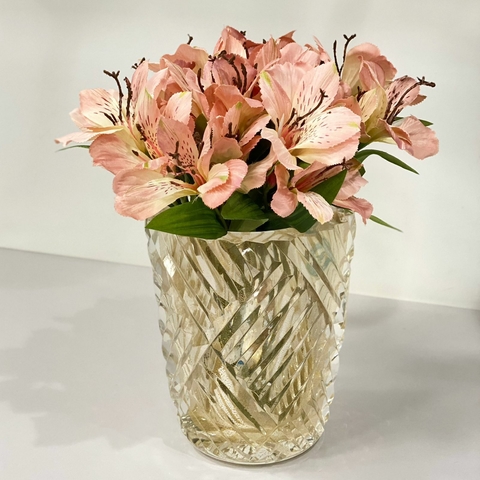 Vaso lapidado com pó de ouro 24k