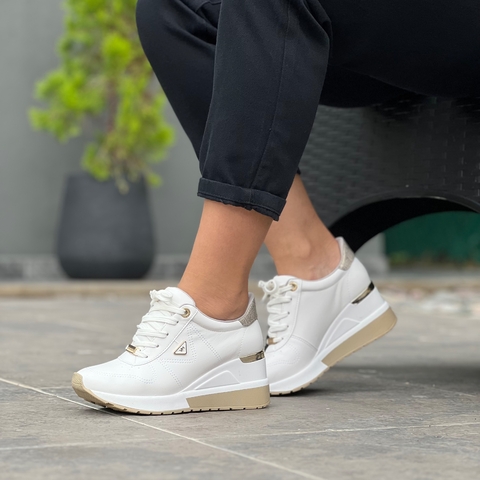 ZAPATILLA VIA MARTE TACO CHINO WHITE BEIGE C546 - comprar online