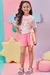 Conjunto de Blusa Oversized Colors e Shorts em Rosa com Lenço Kukiê Infantil Menina - comprar online