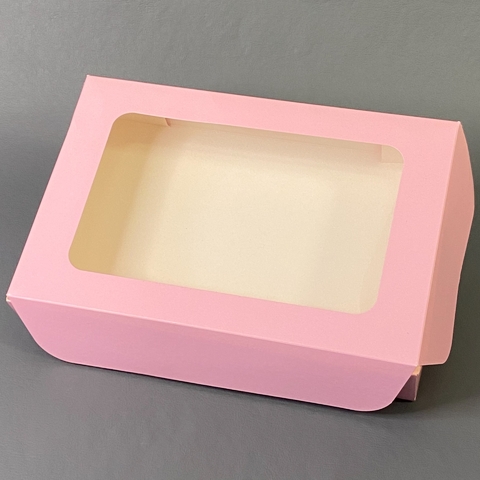 CAJA DESAYUNO COLOR ROSA CON VISOR 20X30X6