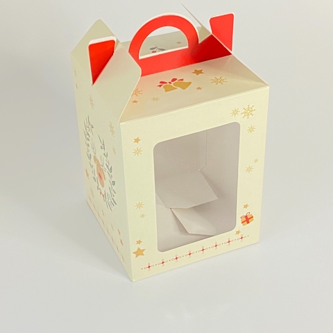 CAJA PARA PAN DULCE DISEÑO FELICES FIESTAS 1/4 KILO 12x11x11