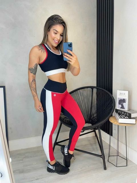 LEGGING FUSO CALDEY VERMELHO E PRETO PRETO VESTEM