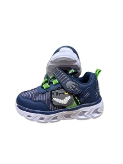 ZAPATILLA FOOTY L-PRO CON LUZ ABROJO Y ELASTICO DINO 22-26 (HI947)