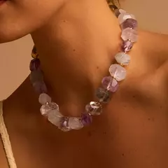COLAR PEDRA QUARTZO NATURAL COLORIDO na internet