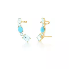 BRINCO EARCUFF TOPAZIO E TURQUESA
