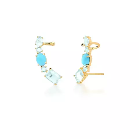 BRINCO EARCUFF TOPAZIO E TURQUESA