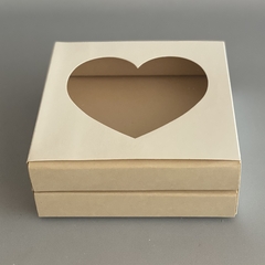 MINI PACK x 2 u CAJONERA DOBLE CON VISOR CORAZON (17x17x6.5 cm) BOMBONES /CHOCOLATES Nueva! Cajón color natural en internet