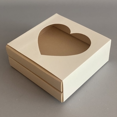 MINI PACK x 2 u CAJONERA DOBLE CON VISOR CORAZON (17x17x6.5 cm) BOMBONES /CHOCOLATES Nueva! Cajón color natural - comprar online