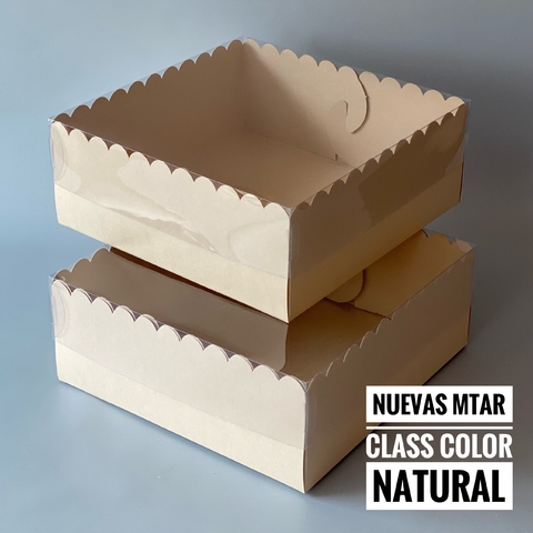 MINI PACK x 2 u MTAR Class (25x25x11cm) CAJA PARA DESAYUNOS / TORTAS de 1 piso - Nuevo ! (color natural)