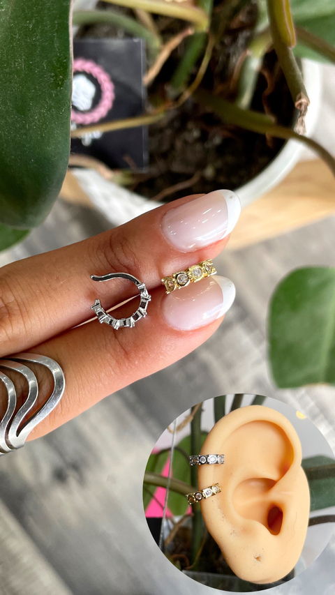 Cuff bolitas cubic engarzado - acero - comprar online