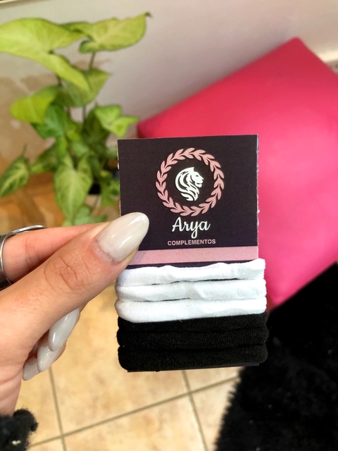 Set colitas x 6 blanco y negro