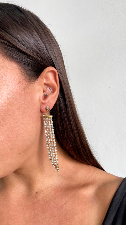 Tiritas lluvia strass colgantes dorados (niquel)