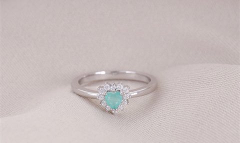 Anel coração princesa esmeralda colombiana