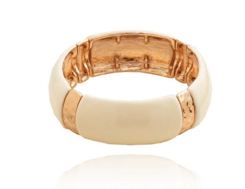 Bracelete liso off white e dourado Gio Bernardes