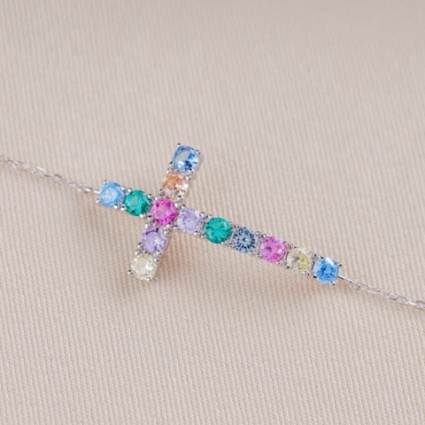 Pulseira cruz rainbow