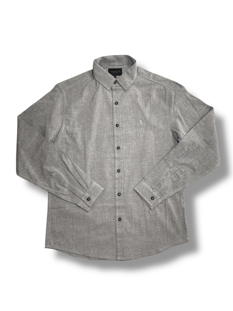 Camisa Manga Longa Masculina de Listras Cinza 3295 - comprar online