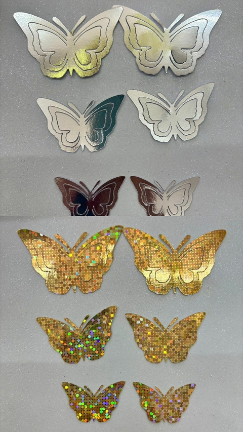 Adorno Mariposas Metalizadas 3D