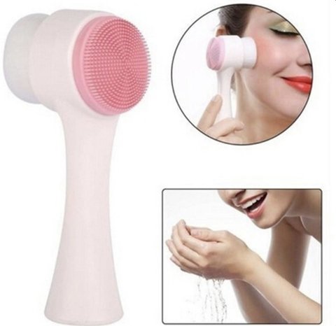 Cepillo Limpieza Facial Doble Cara Manual Exfoliante