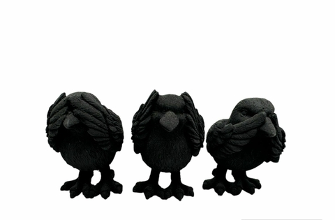 Trio Corvos Sabedoria Exclusivo Wiccaa 8cm