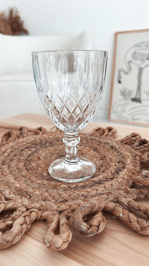 SET X 6 COPAS VINO VIDRIO ROMBOS Y OVALOS TRANS -235 ML - comprar online