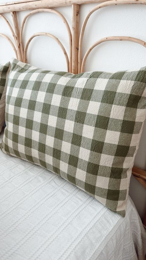 ALMOHADON CUADRILLE VERDE OSCURO - 50X70 CMS - comprar online