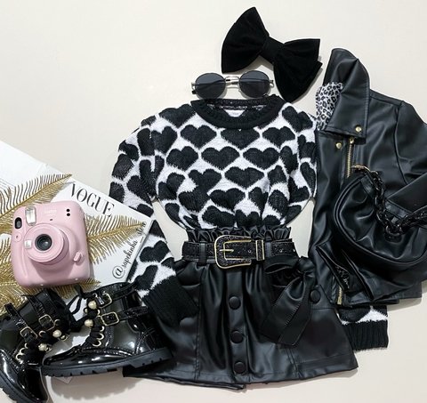 Short saia courino Black