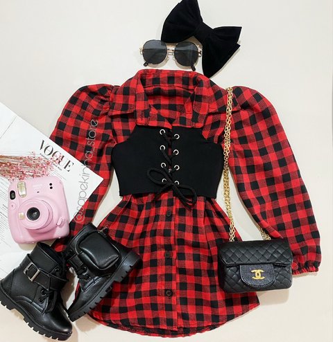 Chemise xadrez com colete