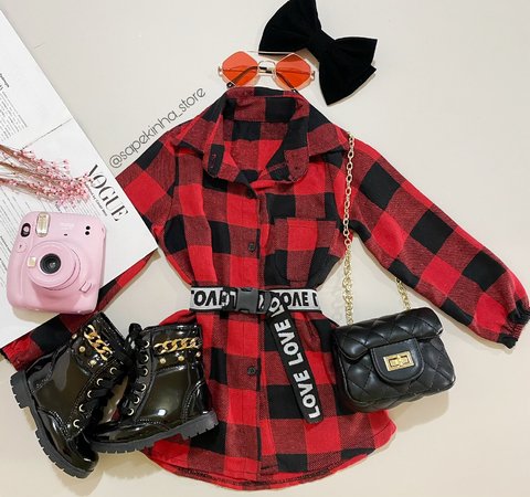 Vestido xadrez com cinto