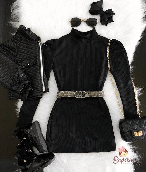 Vestido gola canelado