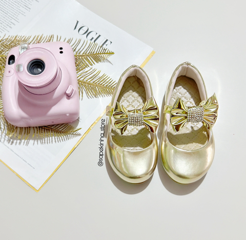 Sapatilha Dourada laço premium