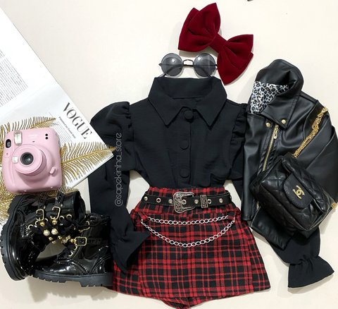 Short Saia xadrez correntinha