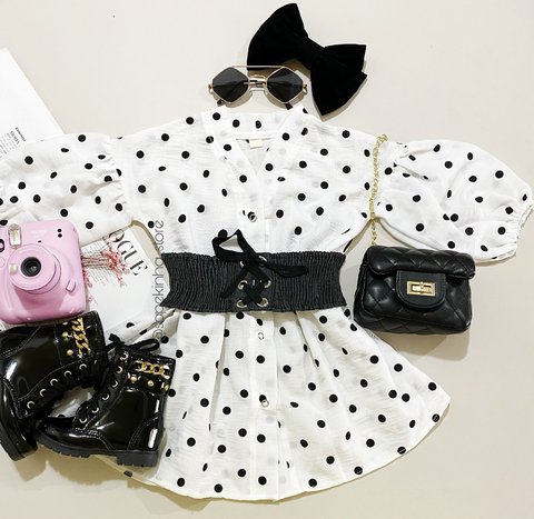 Chemise poá com cinto