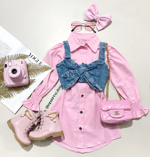 Chemise com Cropped jeans Luna