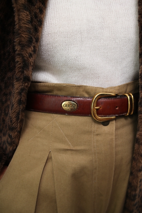 Cinto GUCCI couro marrom original