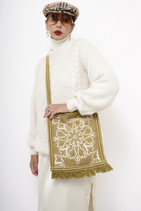 Bolsa tapeçaria verde tranversal